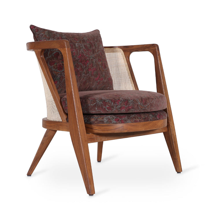 Ringi - Lounge Chair with Dark Red Fabric