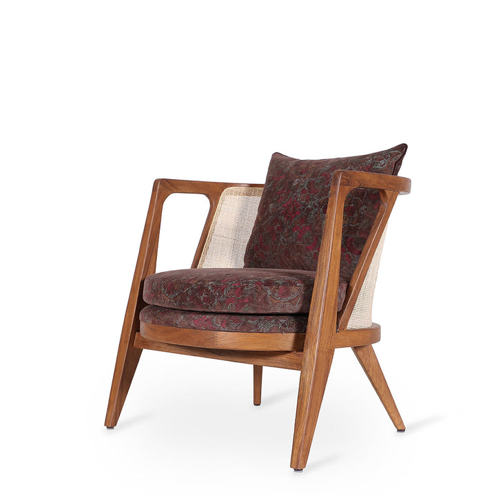 Ringi - Lounge Chair with Dark Red Fabric