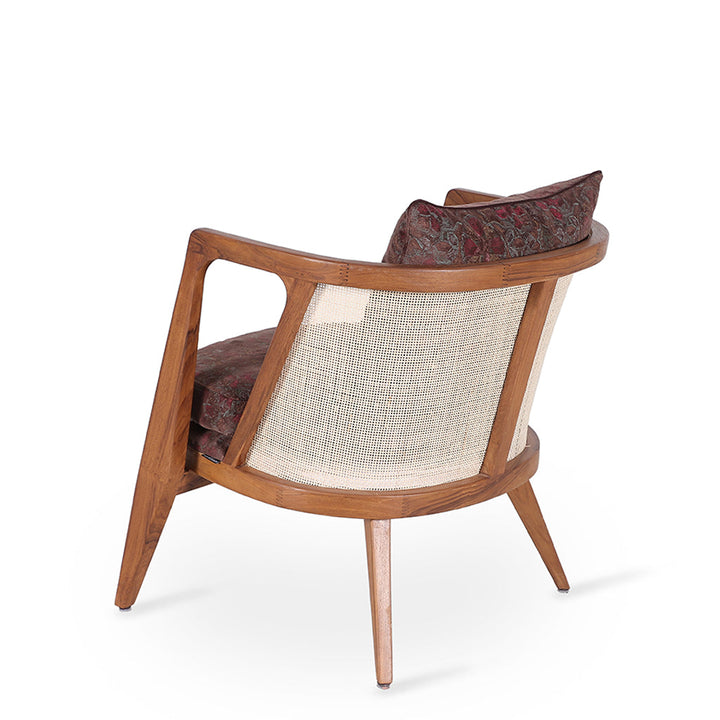 Ringi - Lounge Chair with Dark Red Fabric
