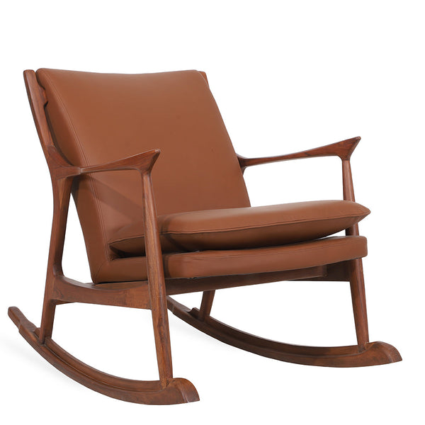 Ruru - Lounge Chair with Rocking & Tan Leather