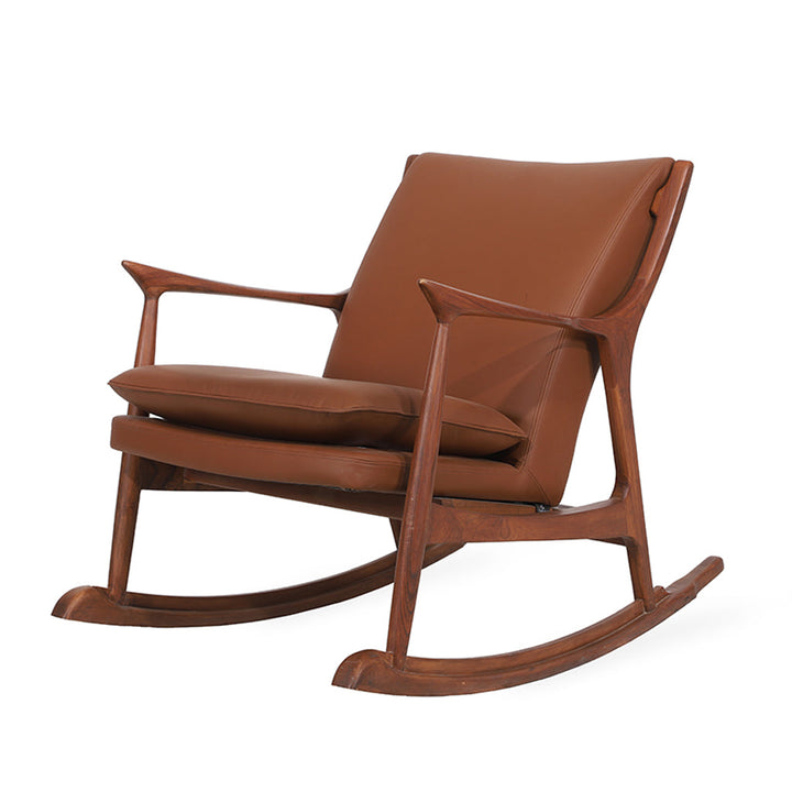Ruru - Lounge Chair with Rocking & Tan Leather