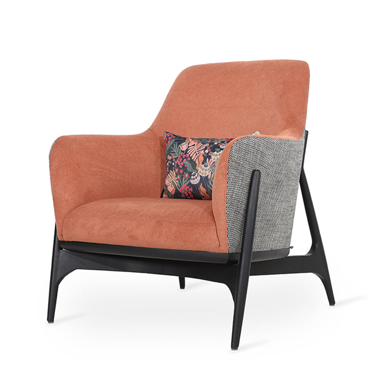 Syva - Lounge Chair with Orange, Black Printed Fabric