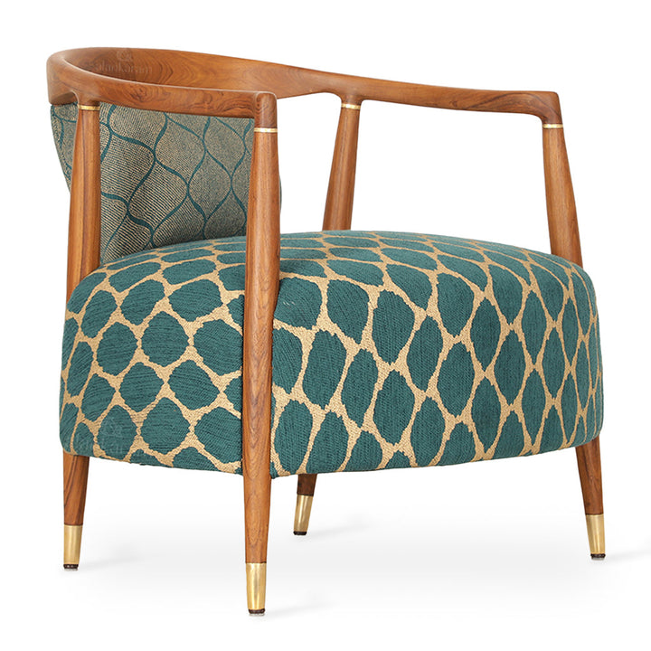 Uru - Teak Lounge Chair, Brass Accentuation, Lounge Chairs - Alankaram