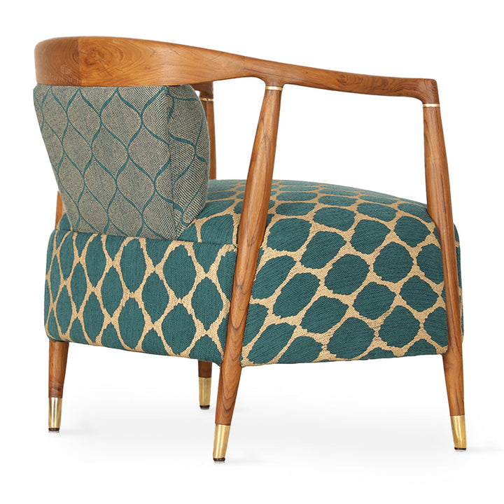 Uru - Teak Lounge Chair, Brass Accentuation, Lounge Chairs - Alankaram