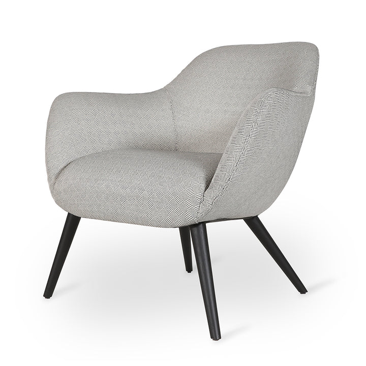 Yarmi - Lounge Chair with Grey and Black Stripes Fabric