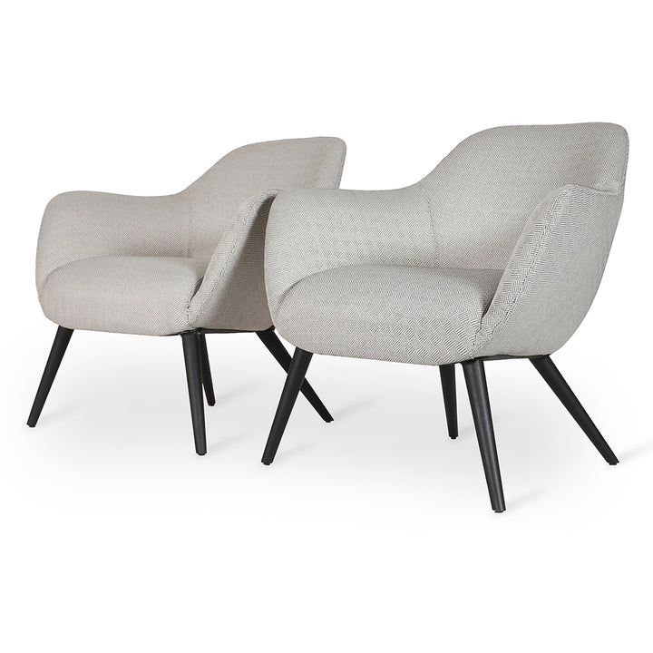 Yarmi - Lounge Chair with Grey and Black Stripes Fabric