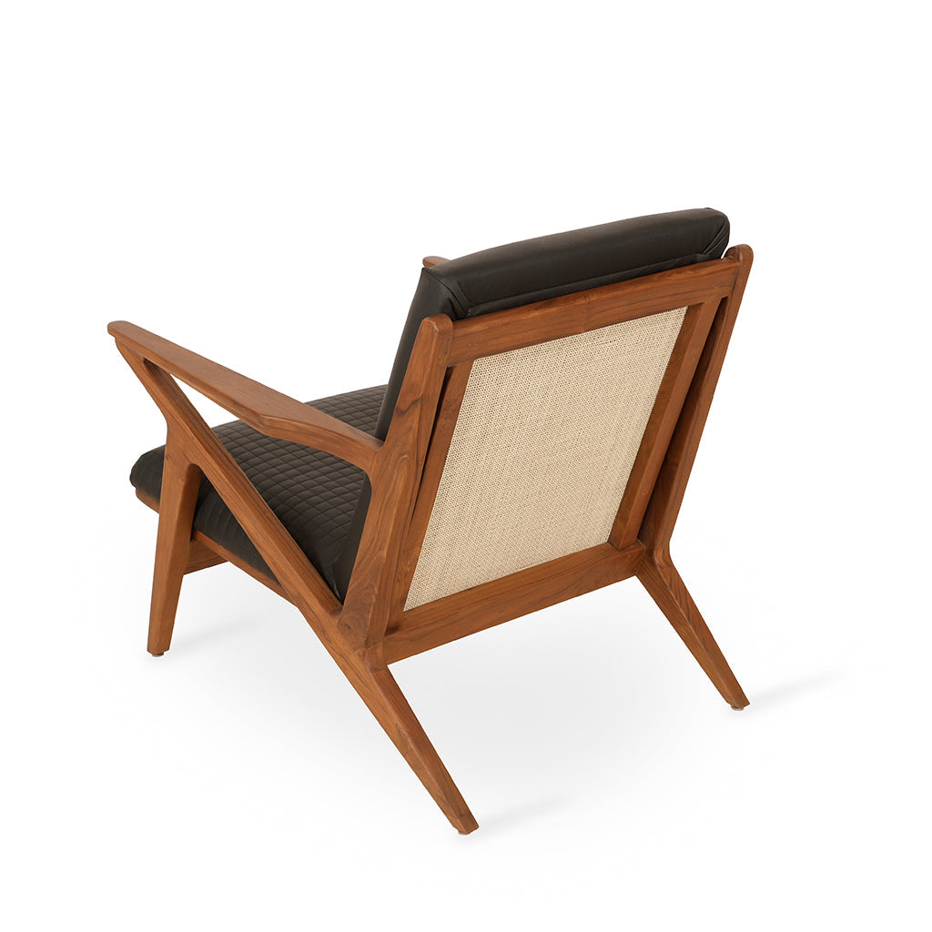 Z-Chair - Teak Lounge Chair, Black Leather | Alankaram