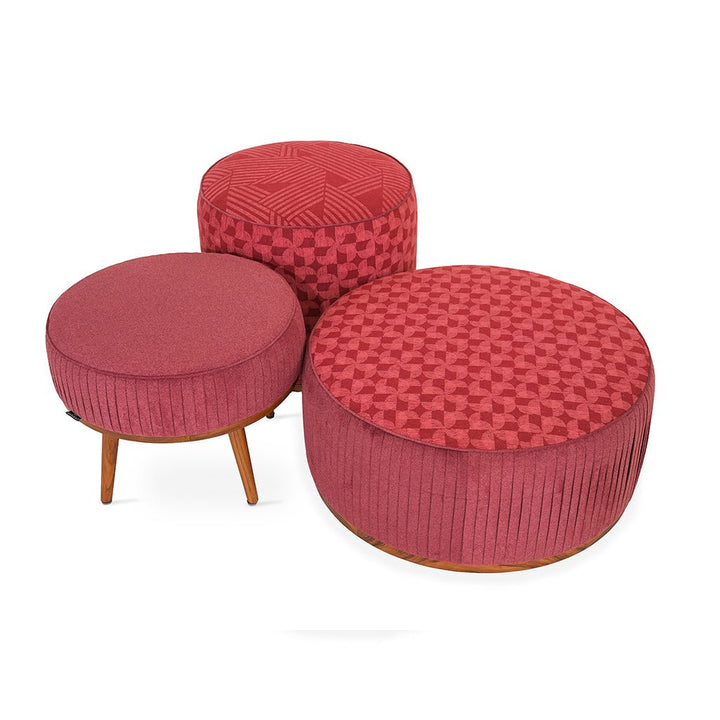 Pouffe - Teakwood Round Ottoman