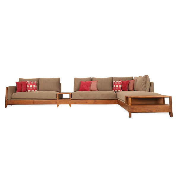 Mojus - Eight Seater Teak L-Shaped Sofa