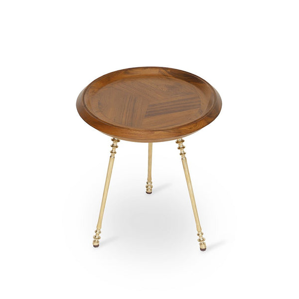 Conico - Teakwood Side Table Set with Brass
