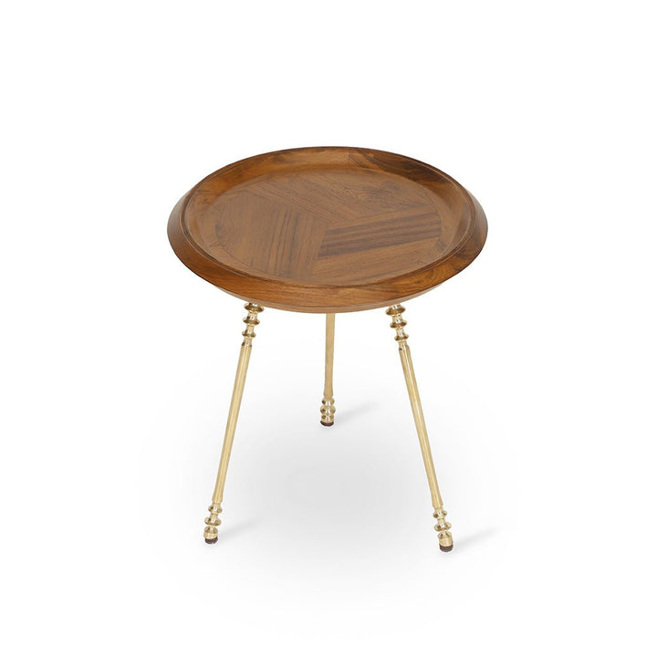Conico - Teakwood Side Table Set with Brass