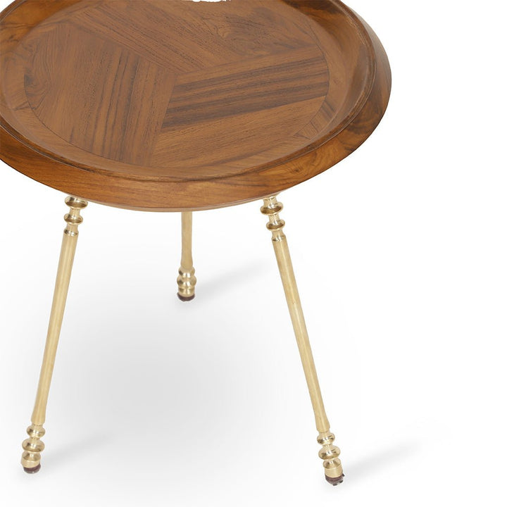 Conico - Teakwood Side Table Set with Brass