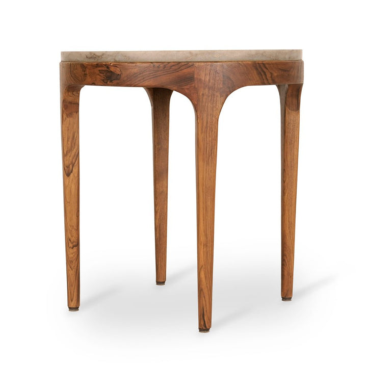Ikhola - Teakwood Side Table with Stone Top