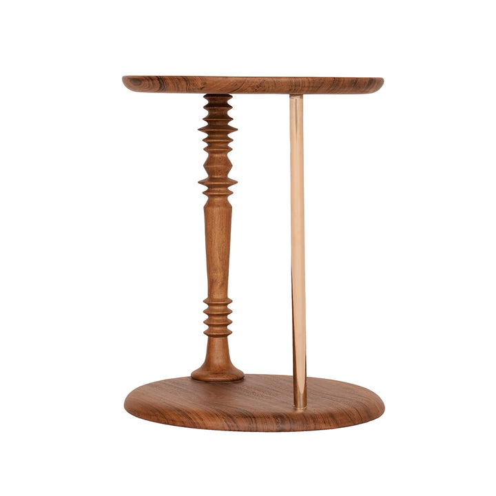 Mimilo – Teakwood Side Table with Brass - Alankaram