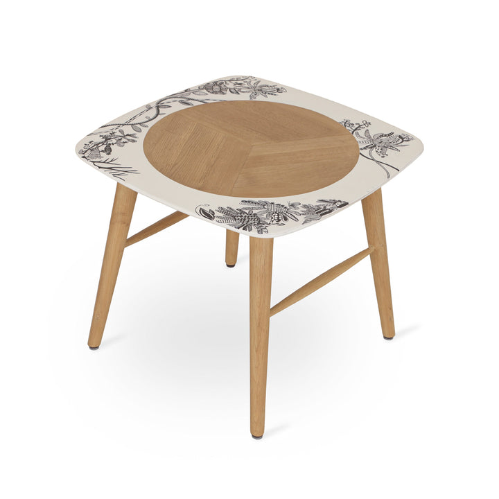 Seni - Solidwood Side Table with White Painted Top