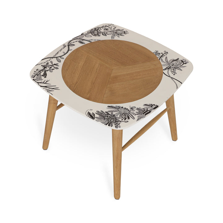 Seni - Solidwood Side Table with White Painted Top