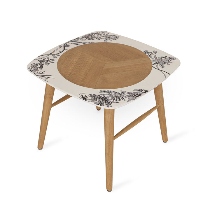 Seni - Solidwood Side Table with White Painted Top