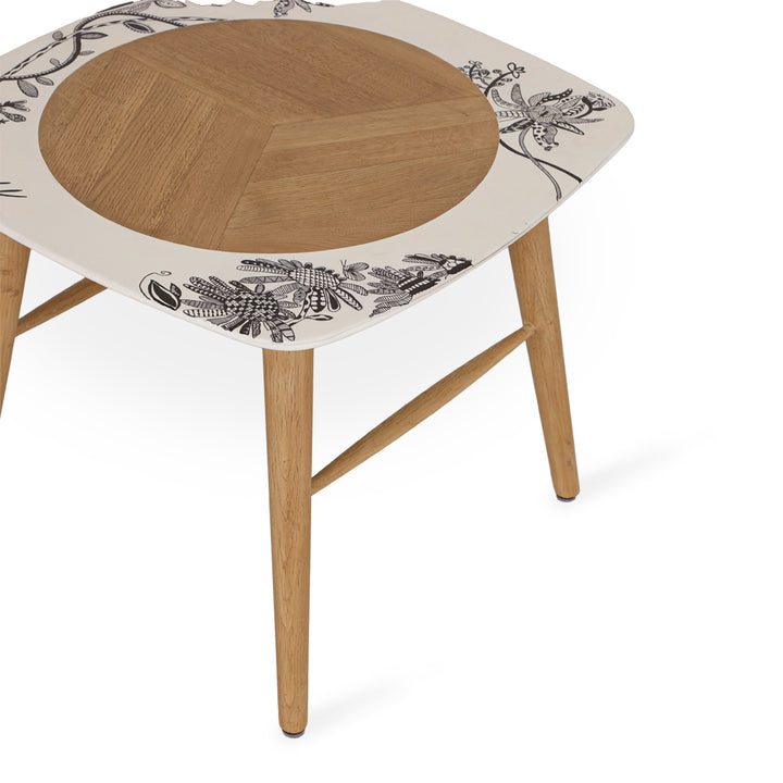 Seni - Solidwood Side Table with White Painted Top