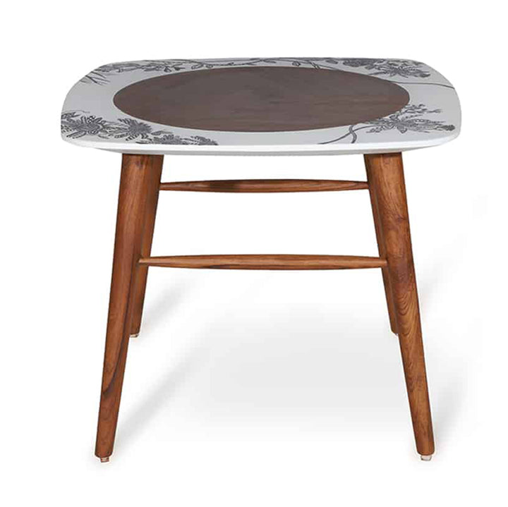 Seni - Teakwood Side Table with White Painted Top