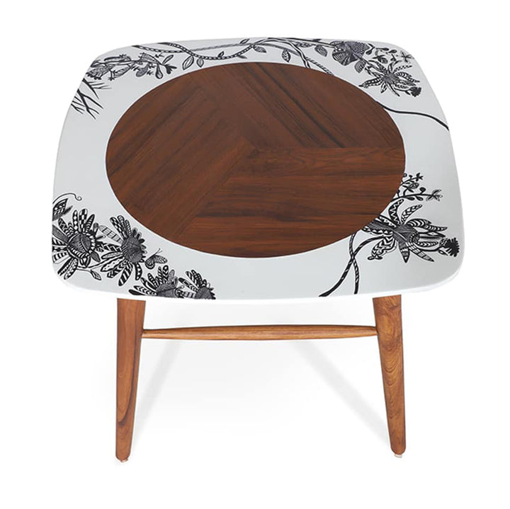 Seni - Teakwood Side Table with White Painted Top