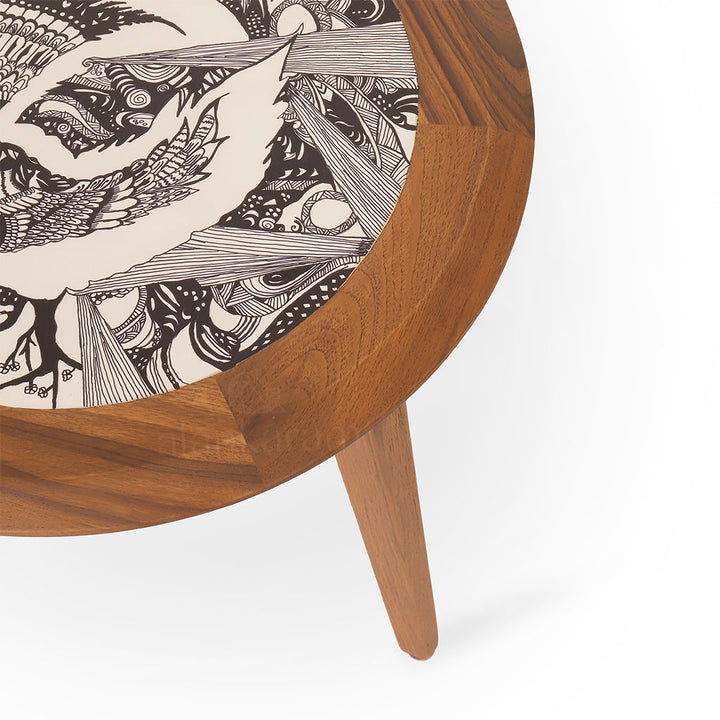 Vartula - Handpainted Side Table, Side Tables - Alankaram