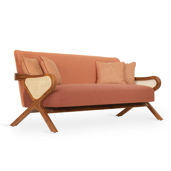 Patahi - Three Seater Teak Sofa, Rattan Armrest