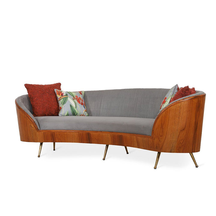 Rikoma - Three Seater Metal Sofa Wooden back