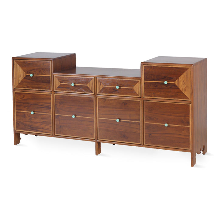 Opslaan - Teakwood Chest of Drawers with Eight Drawers