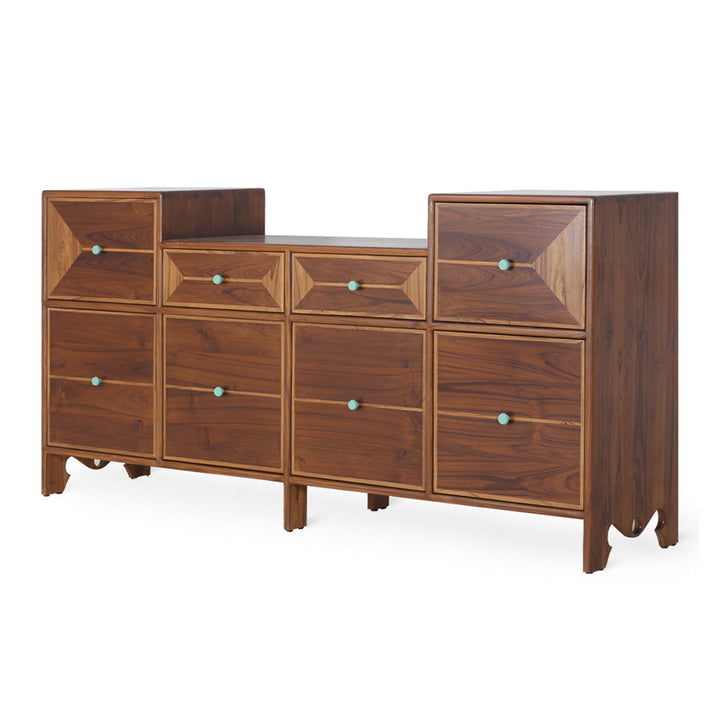 Opslaan - Teakwood Chest of Drawers with Eight Drawers