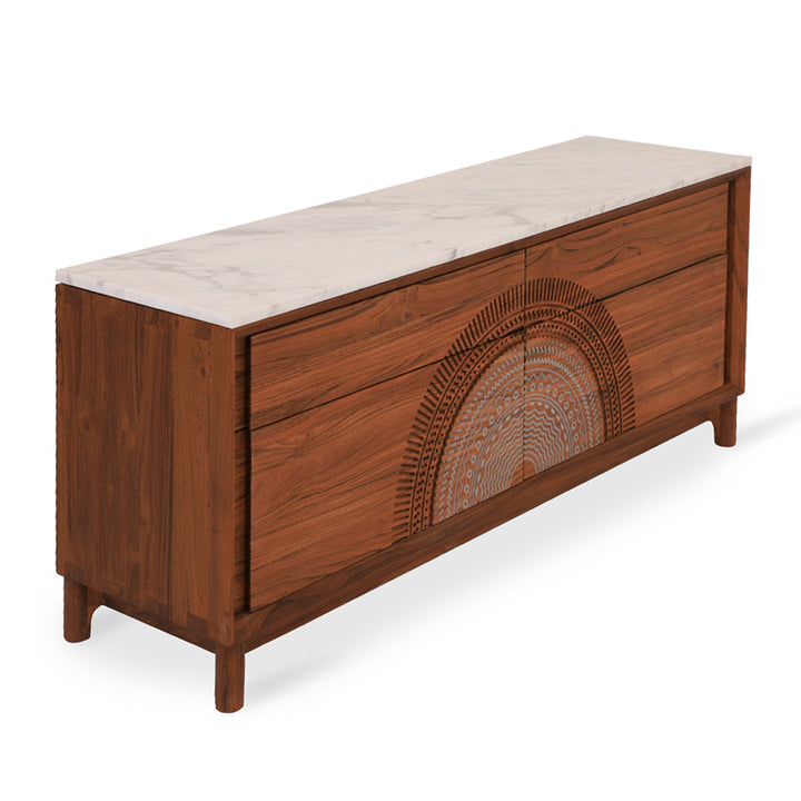 Holvi Teakwood Storage Unit with Traditional Desgin on Front