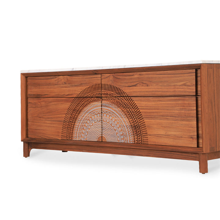 Holvi Teakwood Storage Unit with Traditional Desgin on Front