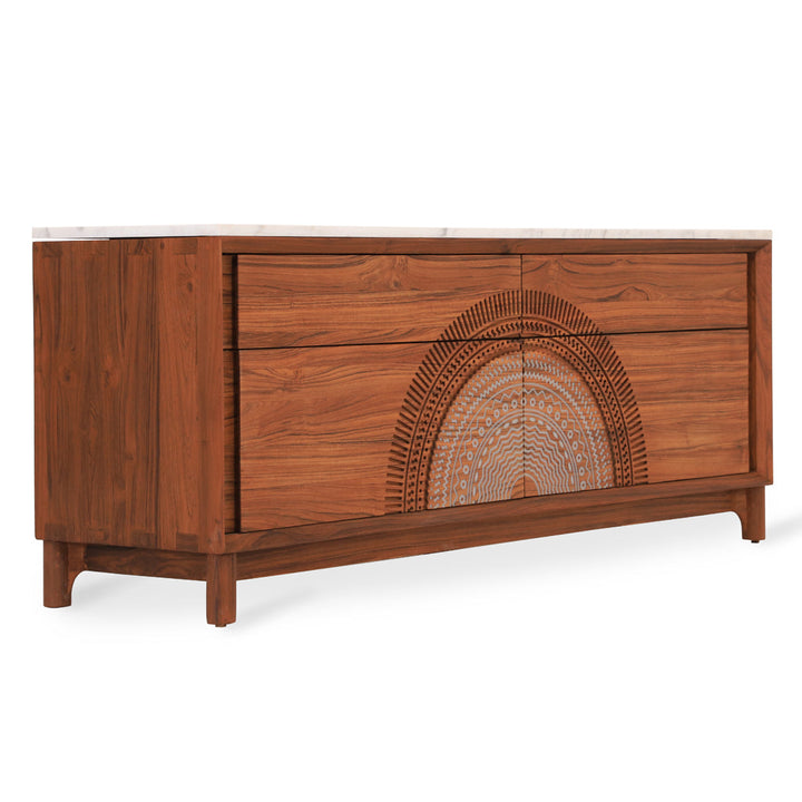 Holvi Teakwood Storage Unit with Traditional Desgin on Front