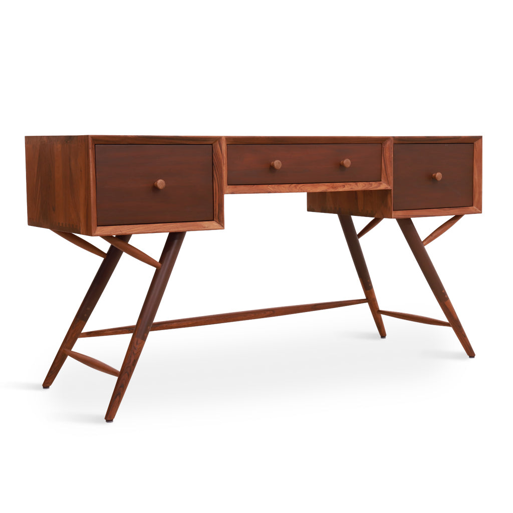 Ashri - Teak Study Table, Dual Stain | Alankaram