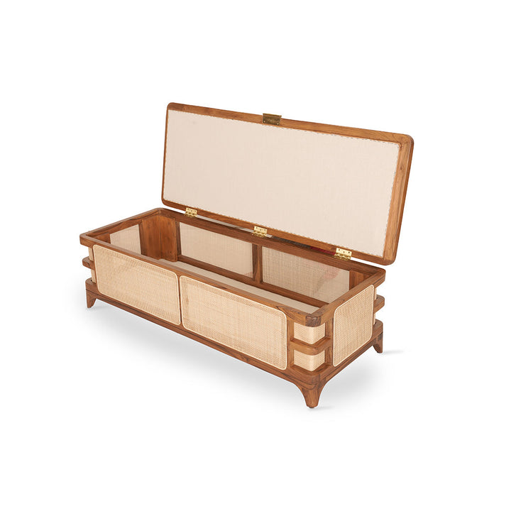 Cist Teakwood Trunk with Rattan