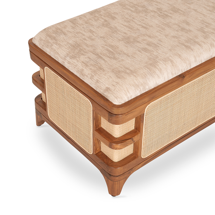 Cist Teakwood Trunk with Rattan