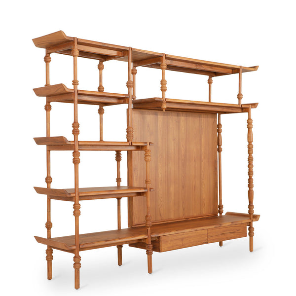 Indah - Teak TV Unit cum Display Unit Design Accents