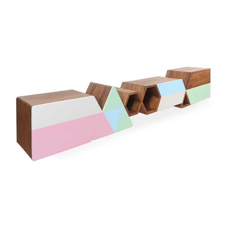 Trokuti - TV Unit with Colorful Fronts