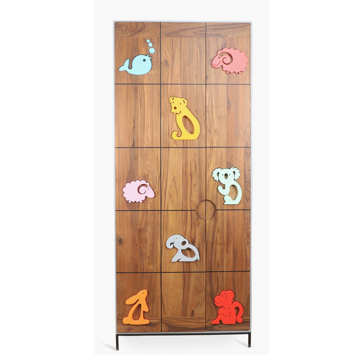 Tanoshii Teakwood Wardrobe with Metal Base
