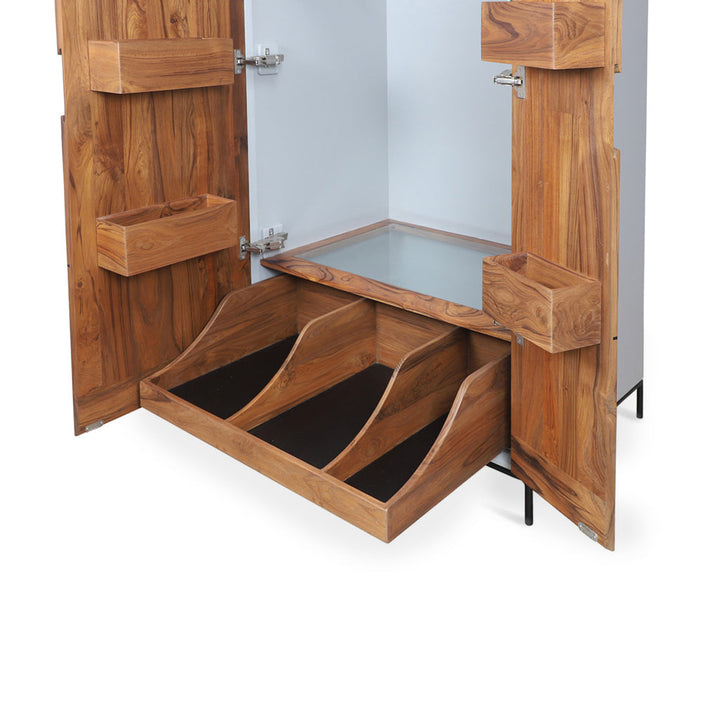 Tanoshii Teakwood Wardrobe with Metal Base