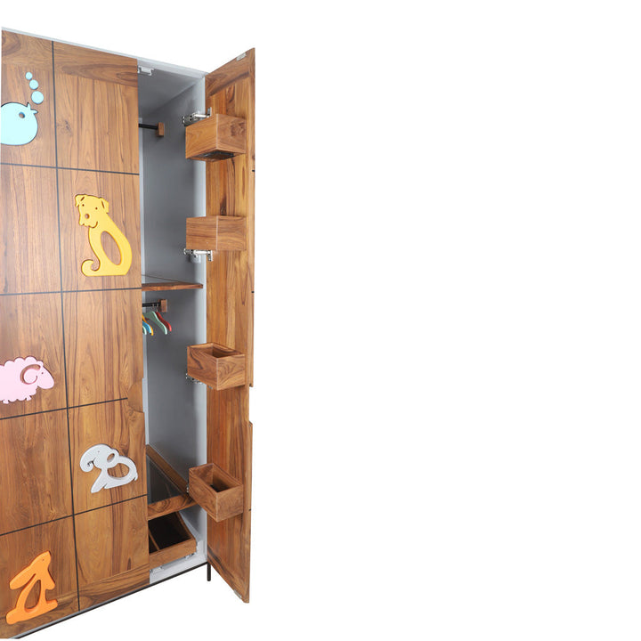 Tanoshii Teakwood Wardrobe with Metal Base