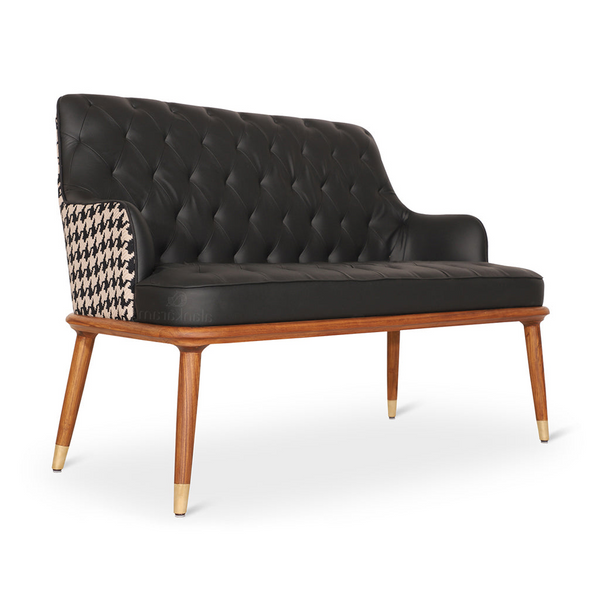 Doko - Two Seater Teak  Sofa, Brass Accentuations