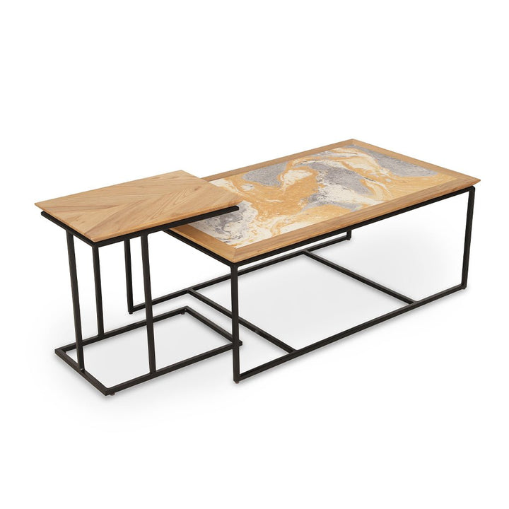 Dualis - Center Table with Multicolor Artwork
