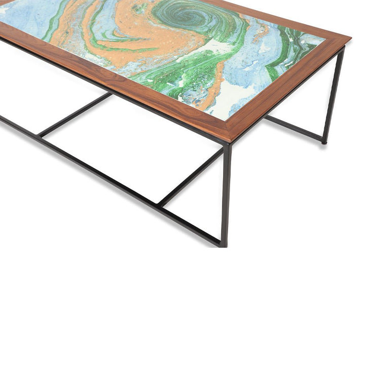 Dualis - Teakwood Center Table with Multicolor Top