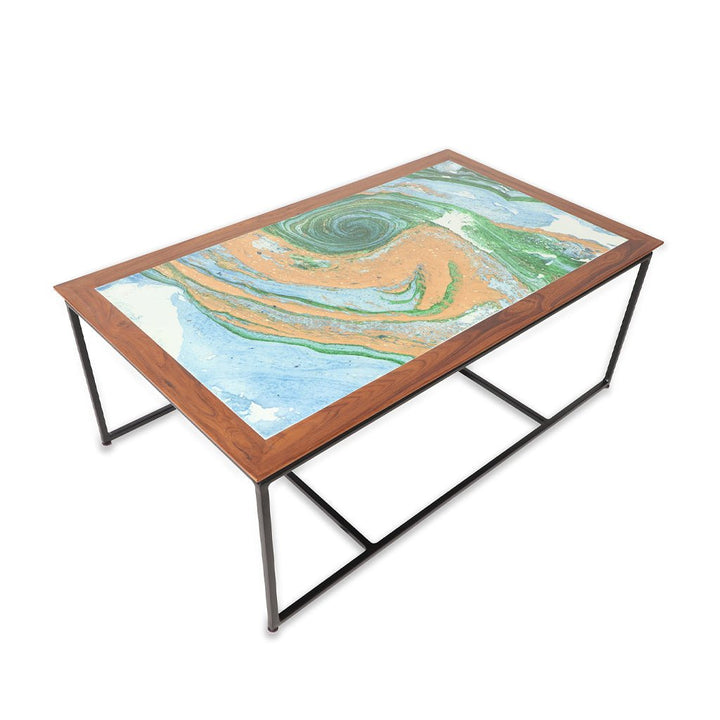 Dualis - Teakwood Center Table with Multicolor Top