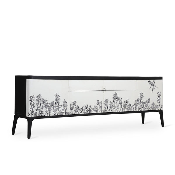 Finura Solidwood TV Unit with Hand Painted Fronts