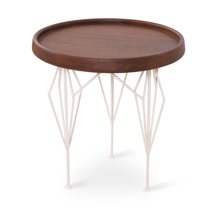 Kombi - Metal Side Table with Teakwood Top
