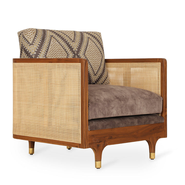 Luk - Teakwood Brown Fabric Sofa