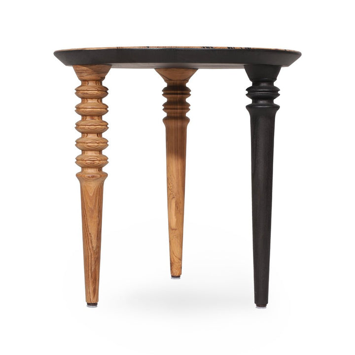 Marami - Teakwood Side Table with Black Painting top