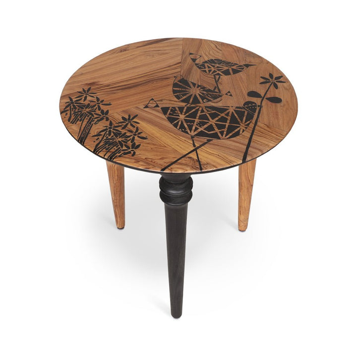 Marami - Teakwood Side Table with Black Painting top