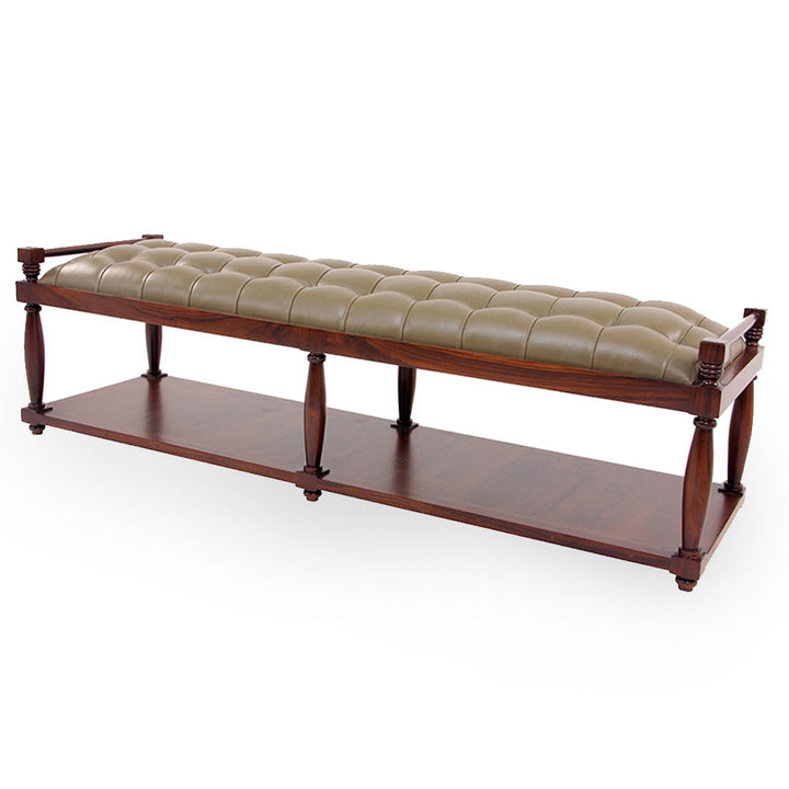 Penkki Teakwood Bench with Cream Leatherette